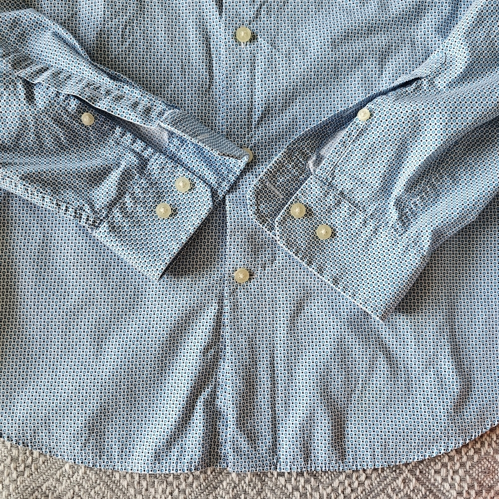 Express Men's Blue Pattern Button Down Fitted Cas… - image 7